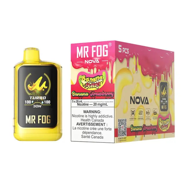 Strawberry Banana Steezy Series Mr Fog Nova Upto 36000 Puffs Disposable Vape