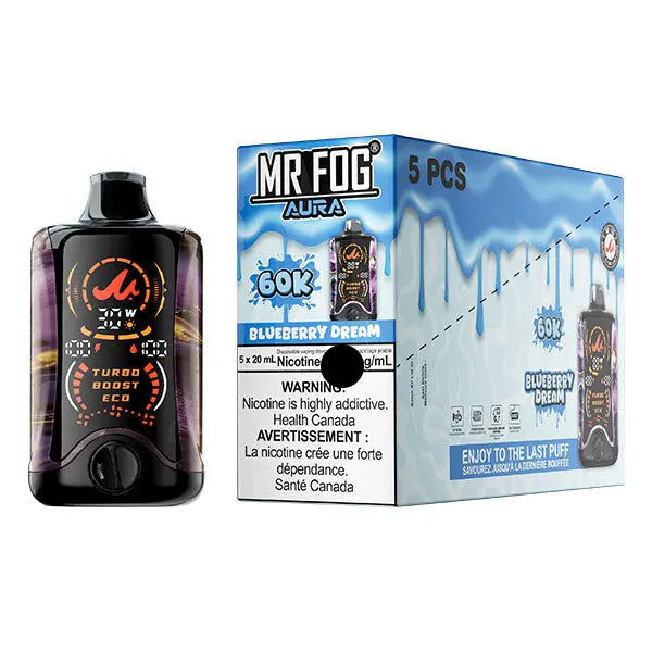 Blueberry Dream - Mr Fog Aura 60k Disposable - ( 0 mg nic ) ( Zero Nic - Nicotine Free Vape )