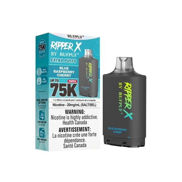 Blue Raspberry Cherry - Ripper X 75k Disposable Pod- (Without Battery) Calgary Vape Delivery Blue Raspberry Cherry - Ripper X 75k Disposable Pod- (Without Battery) Calgary Vape Delivery
