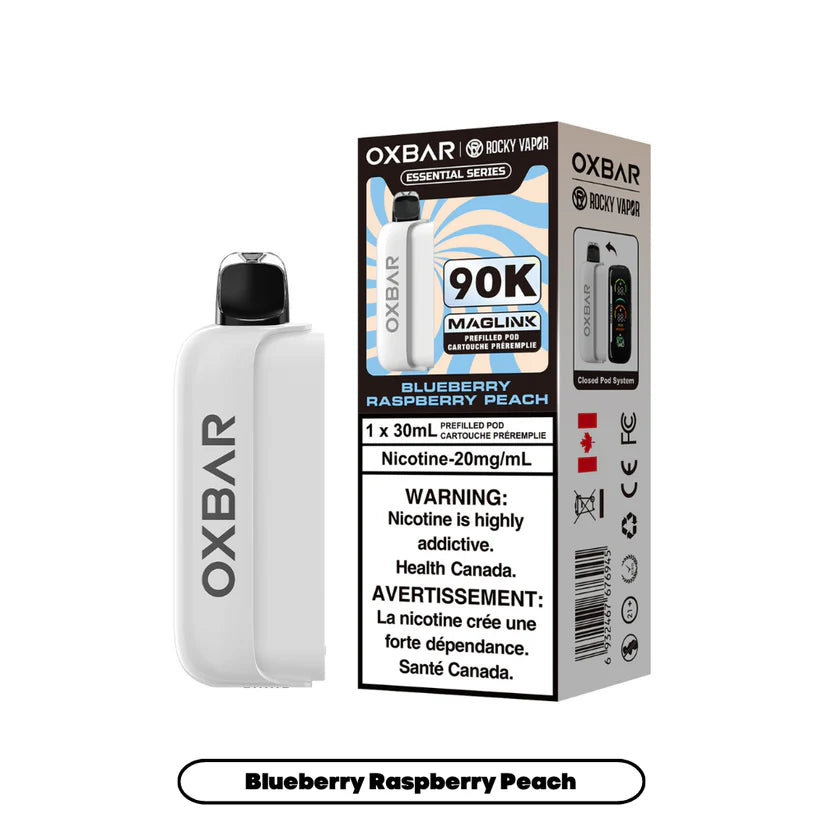 Rocky Vapor Oxbar Maglink- Blueberry Raspberry Peach 90k {Prefilled Pods} (Without Battery)