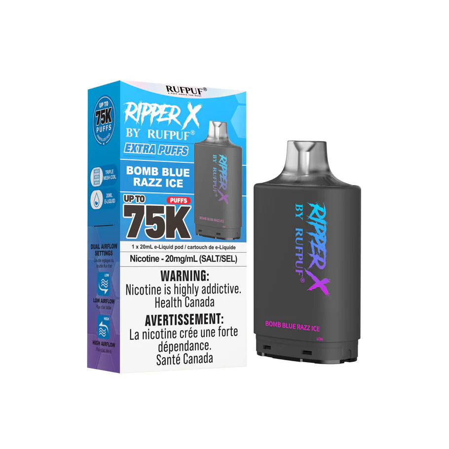 Bomb Blue Razz Ice - Ripper X 75k Disposable Pod - (Without Battery)