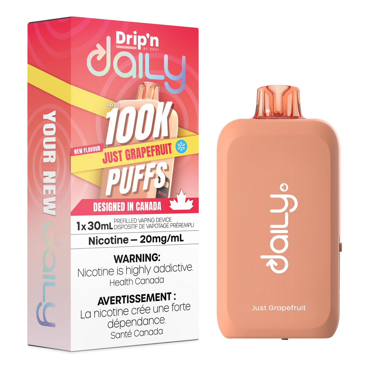 Just Grapefruit : Drip'n Daily Disposable Vape| 30mL 100K Puff | 20 mg Nicotine