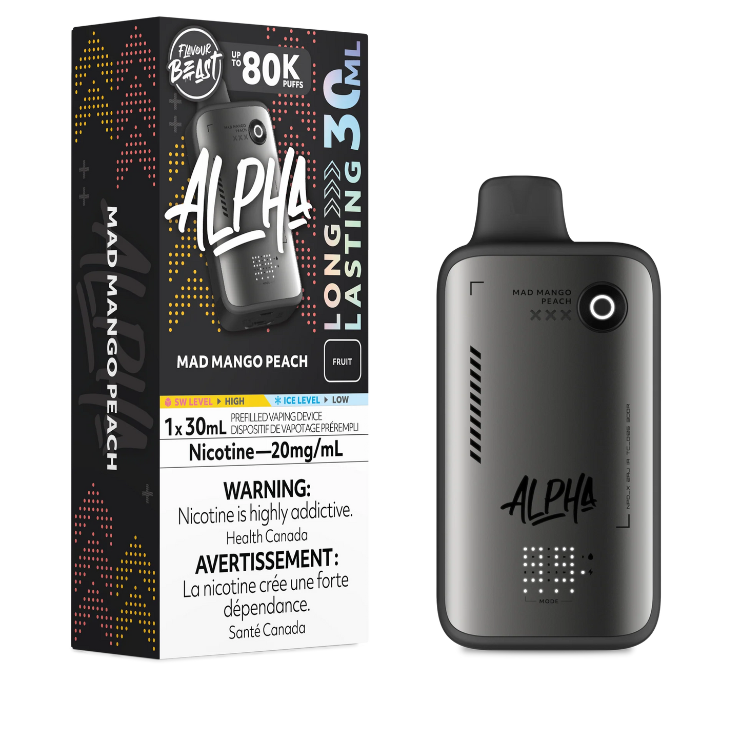 Mad Mango Peach - Flavour Beast Alpha 80K Disposable Vape ( 30 ML )