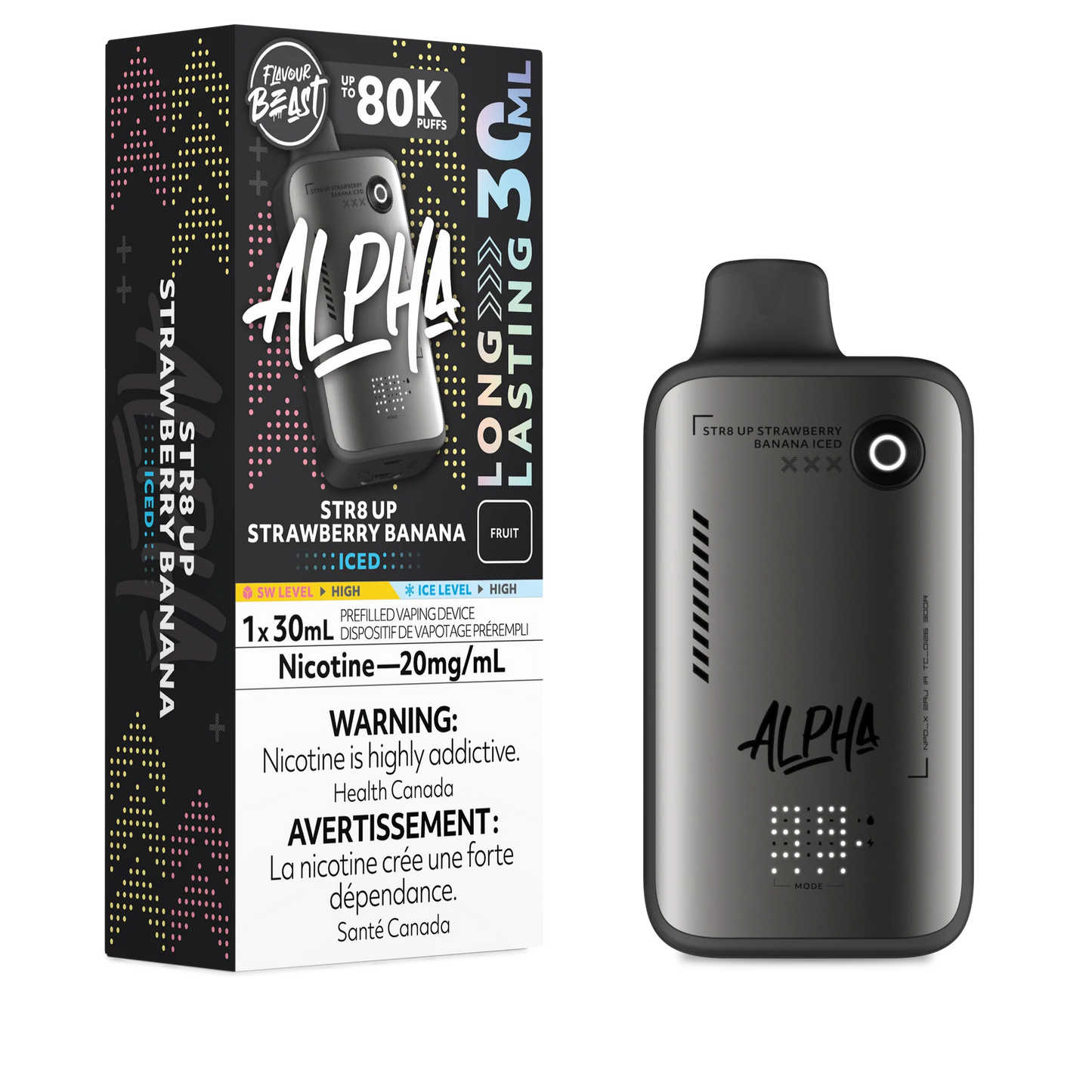 STR8 UP Strawberry Banana (Iced) - Flavour Beast Alpha 80K Disposable Vape ( 30 ML )