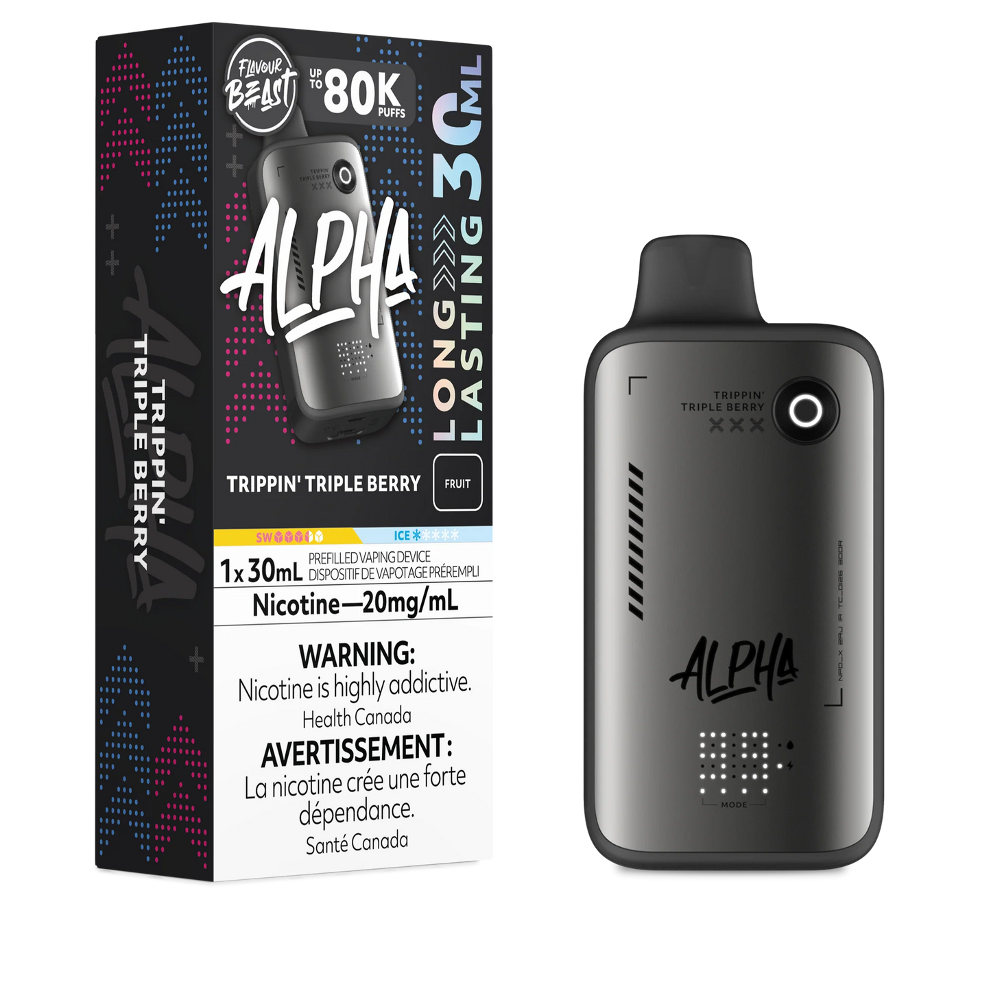 Trippin' Triple Berry - Flavour Beast Alpha 80K Disposable – {30 ml} / 20 mg