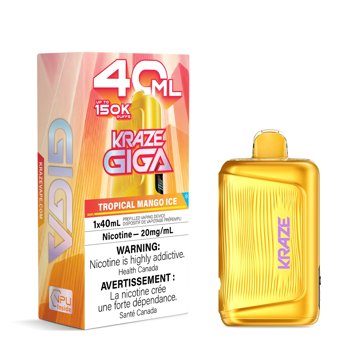 KRAZE GIGA 150K - Tropical Mango Ice - Disposable Vape