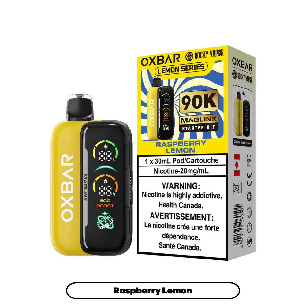 Raspberry Lemon - Rocky Vapor Oxbar Maglink - Essential Series - 90k {Starter Kit} / 20 mg