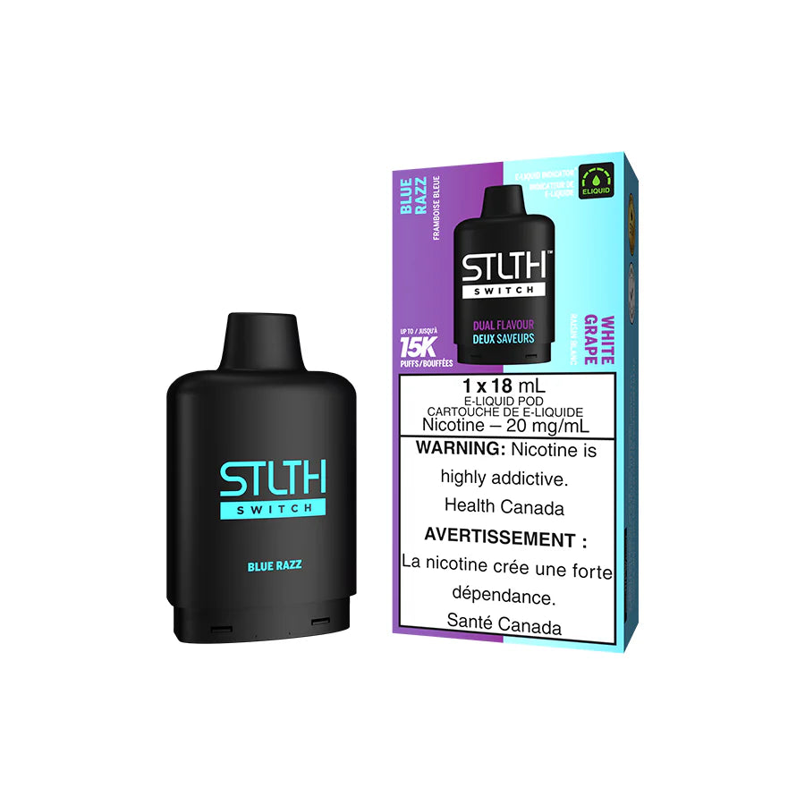 STLTH switch dual flavour 15k puffs-BLUE RAZZ AND WHITE GRAPE (Without Battery)
