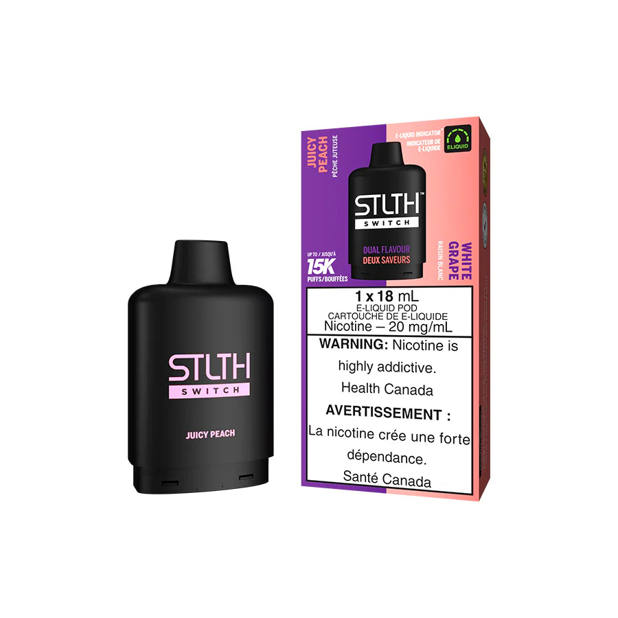 STLTH switch dual flavour 15k puffs-JUICY PEACH AND WHITE GRAPE (Without Battery)