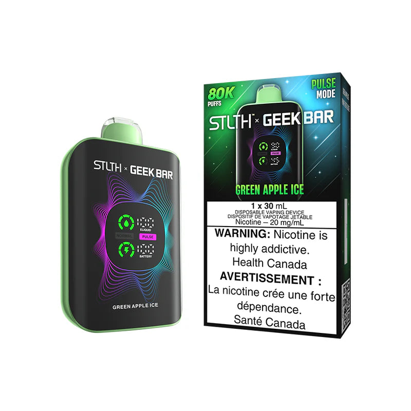 STLTH X GEEK BAR 80k DISPOSABLE VAPE - GREEN APPLE ICE | Shop Now  Calgary  Vape Delivery