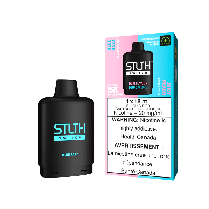 STLTH switch dual flavour 15k puffs-BLUE RAZZ AND JUICY PEACH (Without Battery)