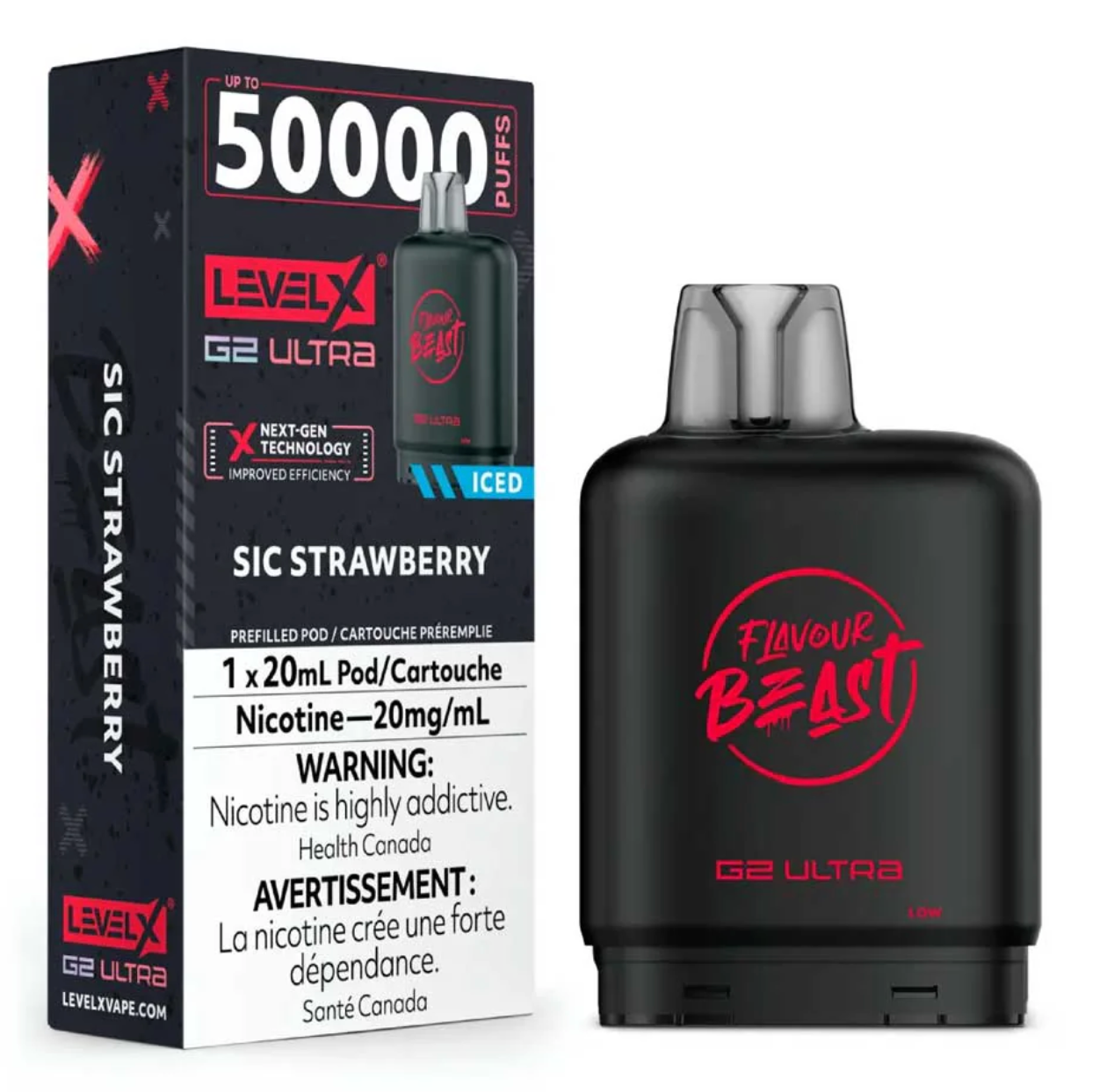 Sic Strawberry Iced - 50k Level X Flavour Beast Boost Pod - (Without Battery)