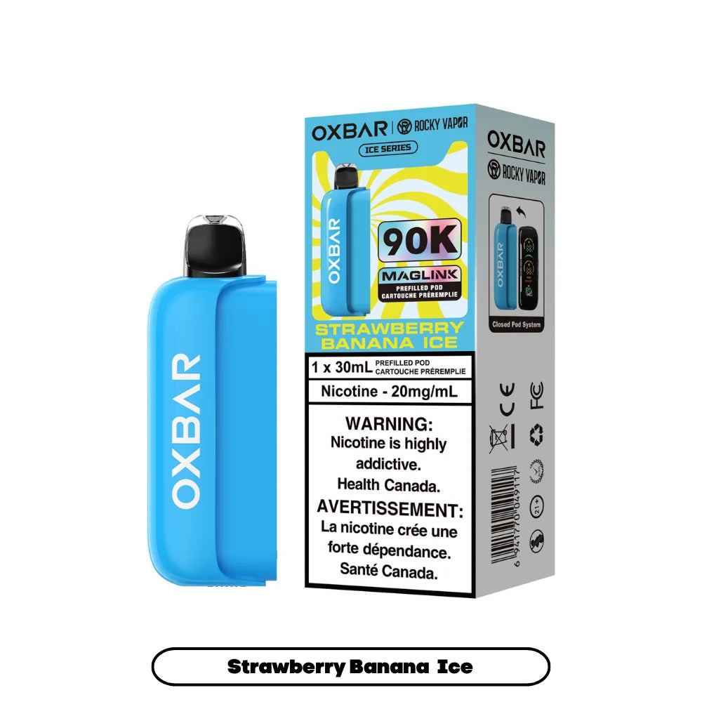 Rocky Vapor Oxbar Maglink Prefilled Pods 90K - Ice Series -Strawberry Banana Ice