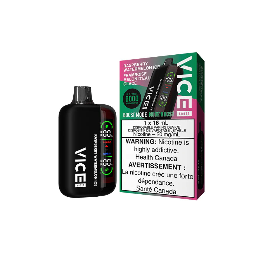 Vice Boost 9000 Puffs Vape jetable - Glace à la pastèque et à la framboise