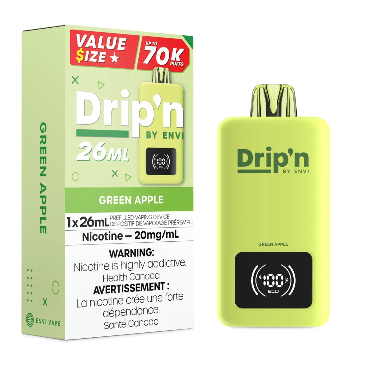 Green Apple - Drip'n by Envi Disposable 70k Puffs