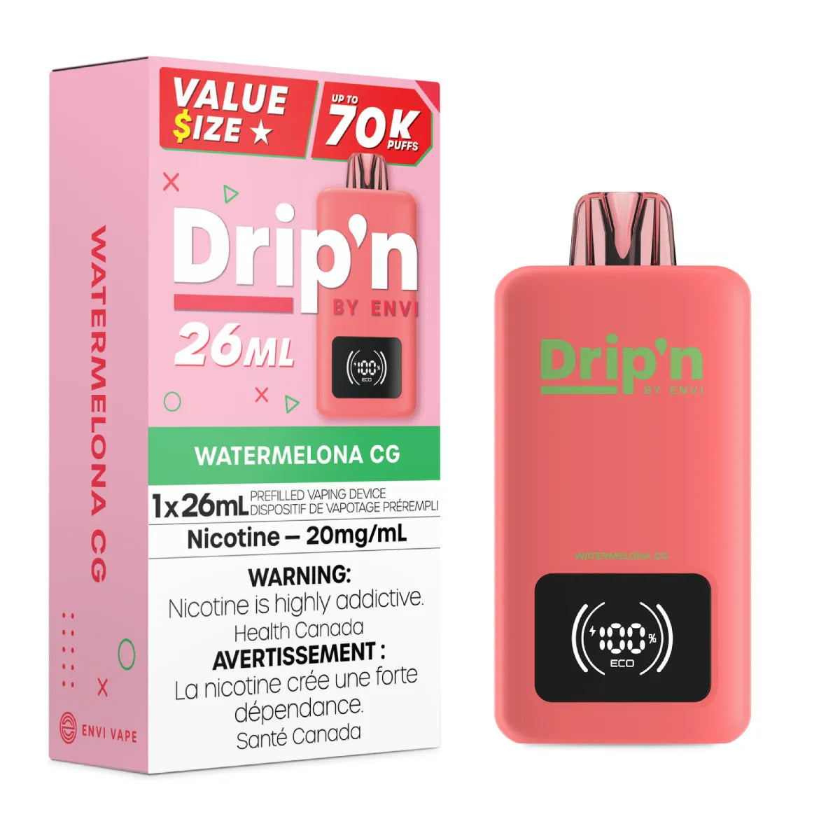 Watermelon CG - Drip'n by Envi Disposable 70k Puffs