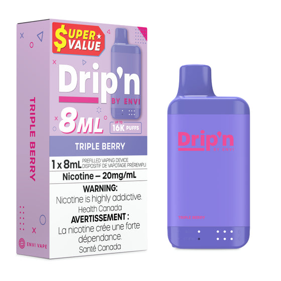 Drip'n by Envi 8ML Disposable Vape 16k Puffs-Triple Berry 20MG Calgary Vape Delivery Drip'n by Envi 8ML Disposable Vape 16k Puffs-Triple Berry 20MG Calgary Vape Delivery