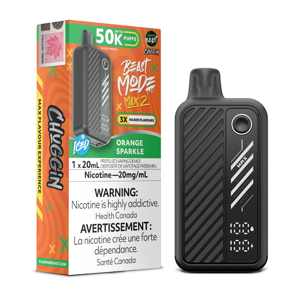 -Orange Sparkle (Orange Fizz) - Flavour Beast Mode Max 2 50K Disposable Vape (20mg Nic)