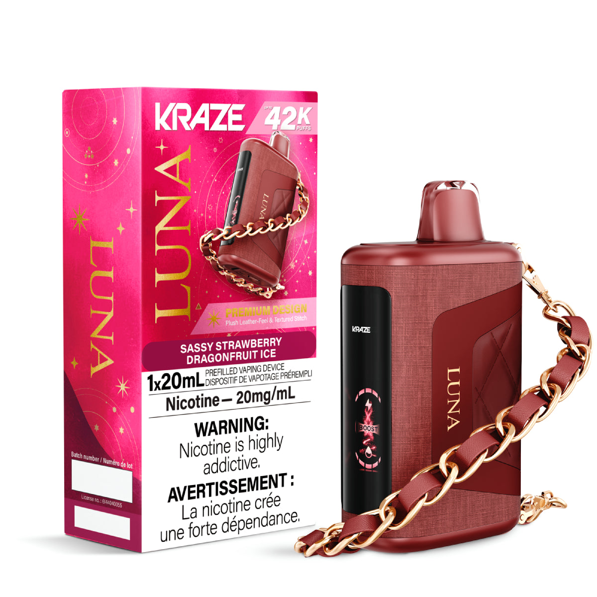 Kraze Luna 42k Disposable- Sassy Strawberry Dragonfruit Ice