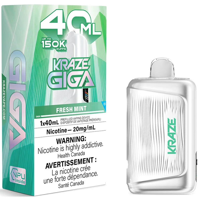 KRAZE GIGA 150K - Fresh Mint - Disposable Vape (40ml)