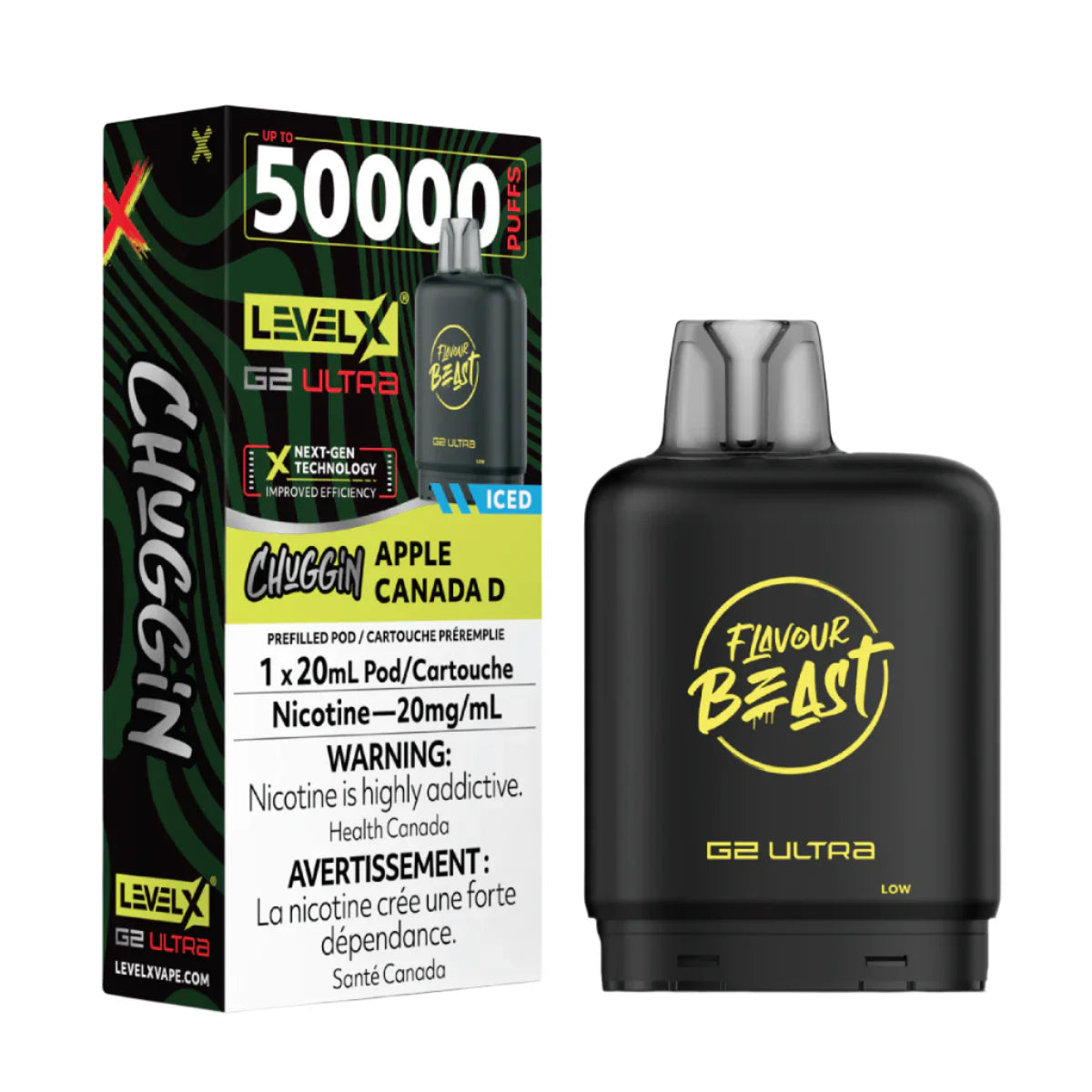 Chuggin' Apple Canada D - Flavour Beast Level X G2 Ultra 50k Vape Pod ( 20mL/20mG ) No Battery