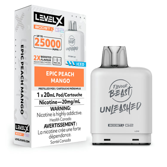 Level X Boost G2 25000 Puffs Pod- Epic Peach Mango 20MG (without battery)