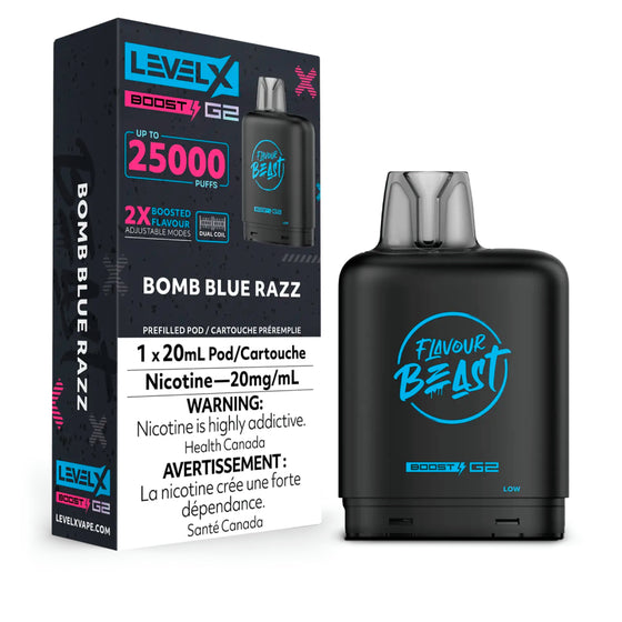 Level X Boost G2 50000 Puffs Pod-Bomb Blue Razz 20MG (without battery)
