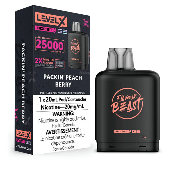 Level X Boost G2 25000 Puffs Pod-Packin' Peach Berry 20MG (without battery)