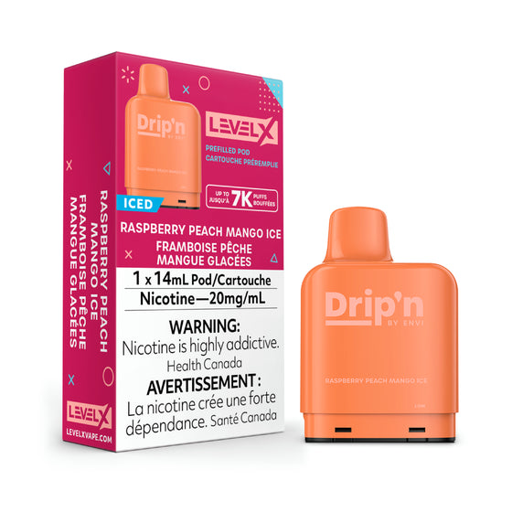 Level X Drip'n Pod 14mL - Raspberry Peach Mango Ice 20MG (without battery)