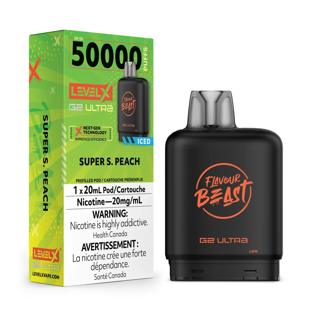 Super Sour Peach Iced - Level X G2 Ultra Pod - Flavour Beast x (20mL)