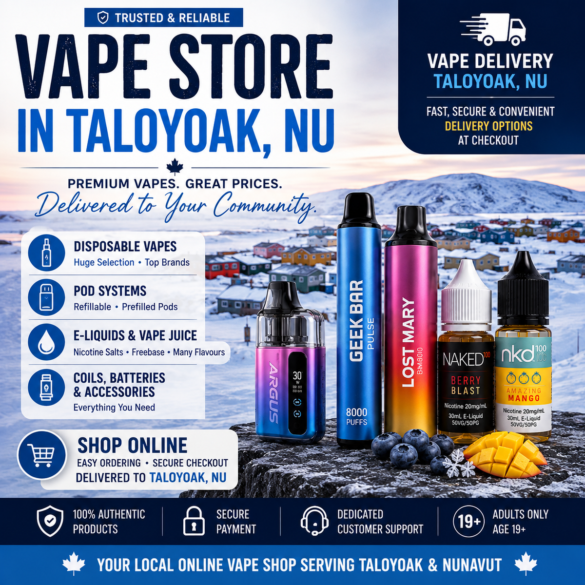 Best Vape Store in Taloyoak, NU | Disposable Vapes, Pods & E-Liquid