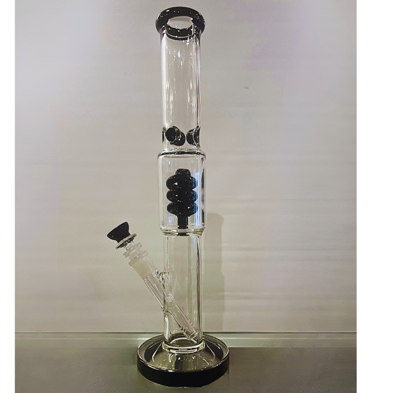 15 inch Straight Tube Glass Bong with Spiral Percolator / Coil Perc [Grace 7]