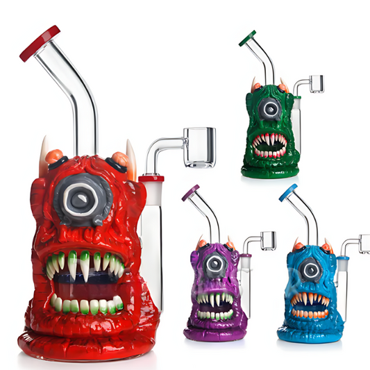 10 inches 3D Evil Eyes Painted Perc Bong (HD324)