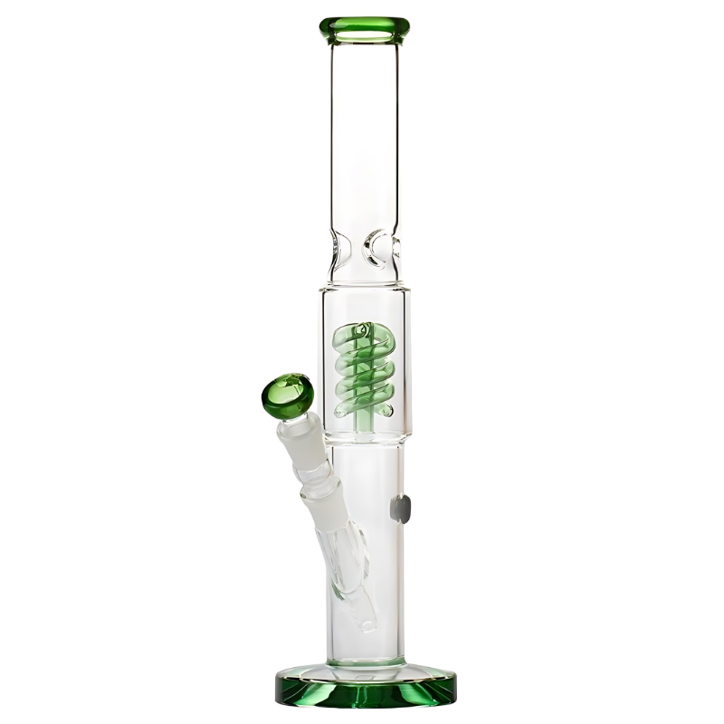 15 inch Straight Tube Glass Bong with Spiral Percolator / Coil Perc [Grace 7]