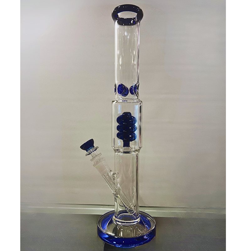 15 inch Straight Tube Glass Bong with Spiral Percolator / Coil Perc [Grace 7]