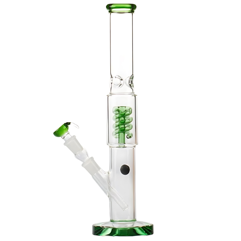 15 inch Straight Tube Glass Bong with Spiral Percolator / Coil Perc [Grace 7]