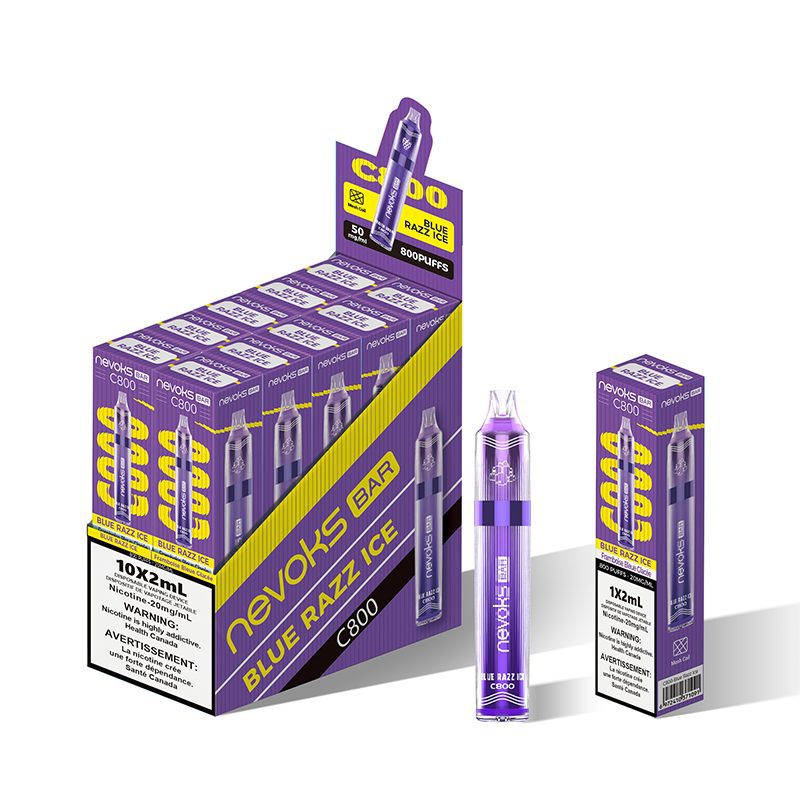 NEVOKS 800 Puffs Vape jetable – Blue Razz Ice (20 mg/ml)