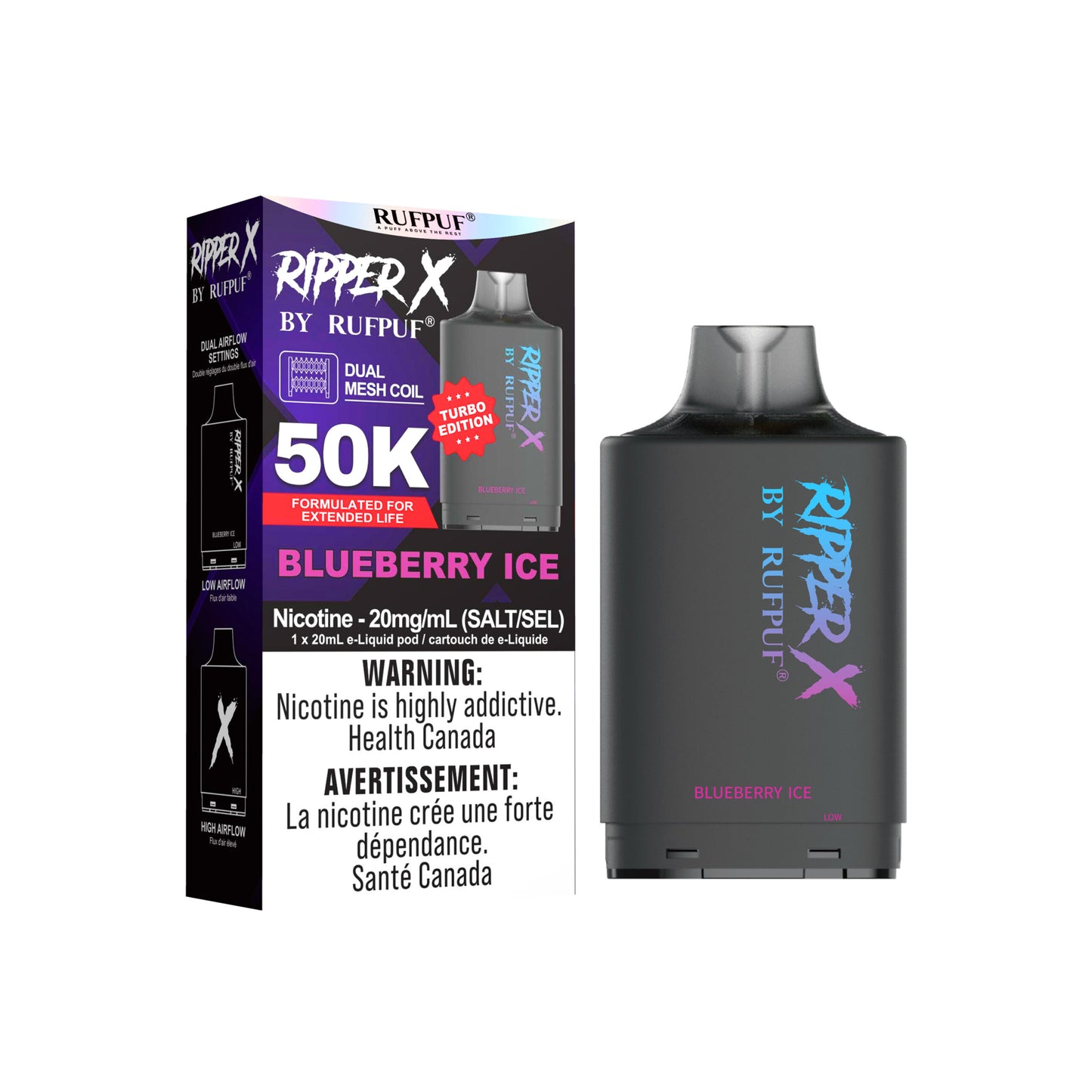Ripper x 50k Disposable Pod-Blueberry Ice (without battery)
