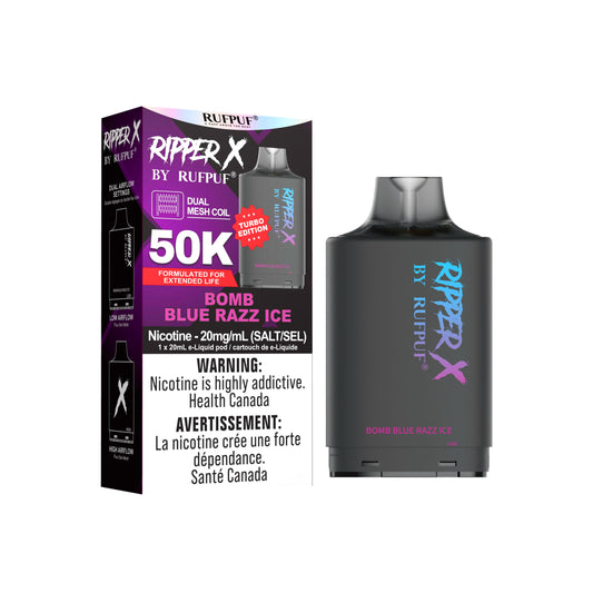 Ripper x 50k Disposable Pod-Bomb Blue Razz Ice