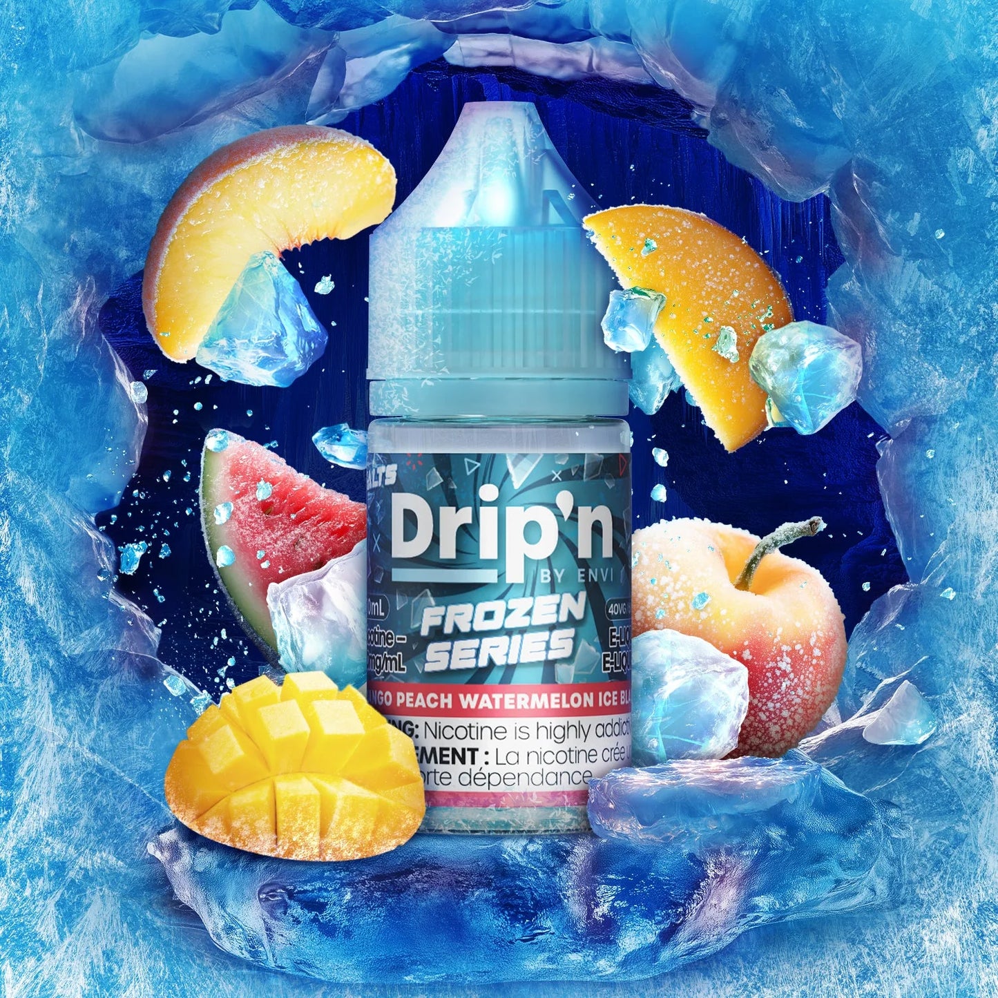 Mango Peach Watermelon Ice Blast  : Drip'n Frozen Salts by Envi  (30mL) / 20 MG