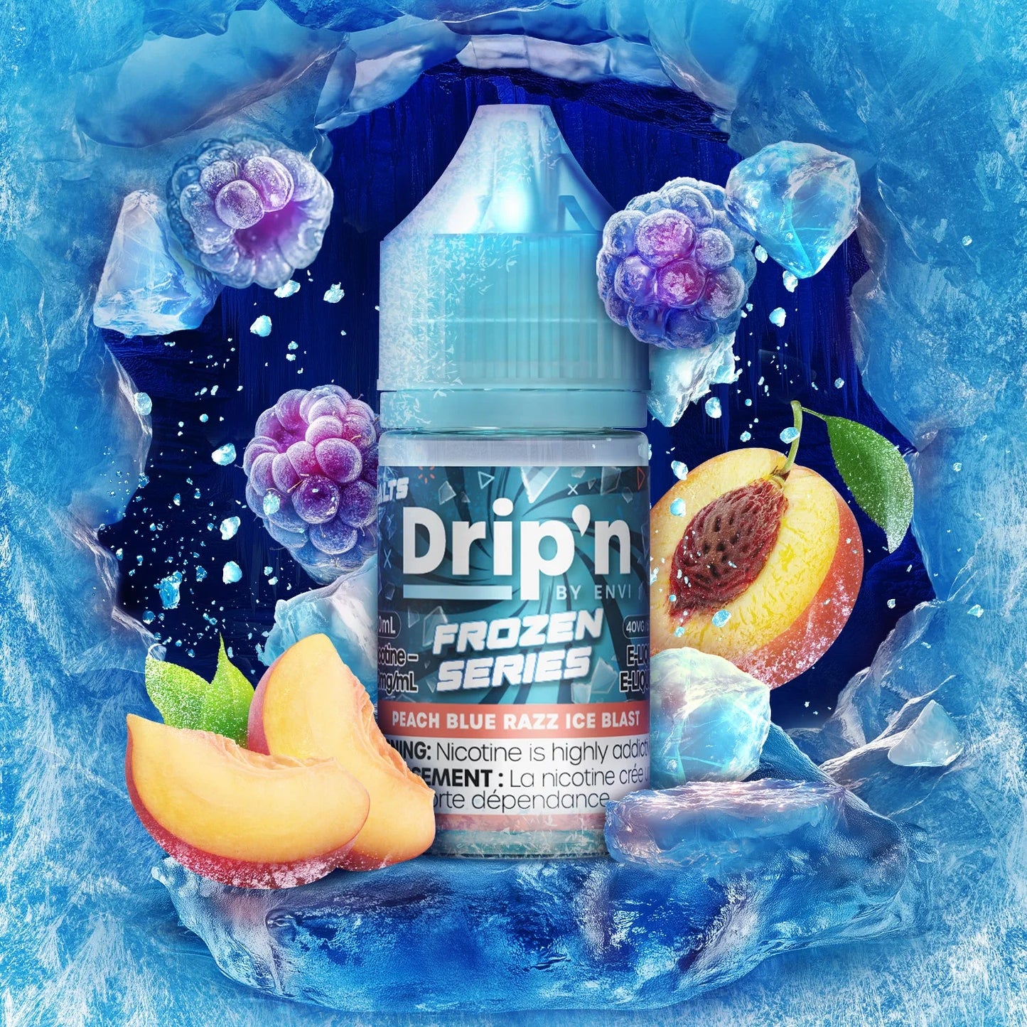 Drip'n Frozen Salts by Envi | Peach Blue Razz Ice Blast 30mL