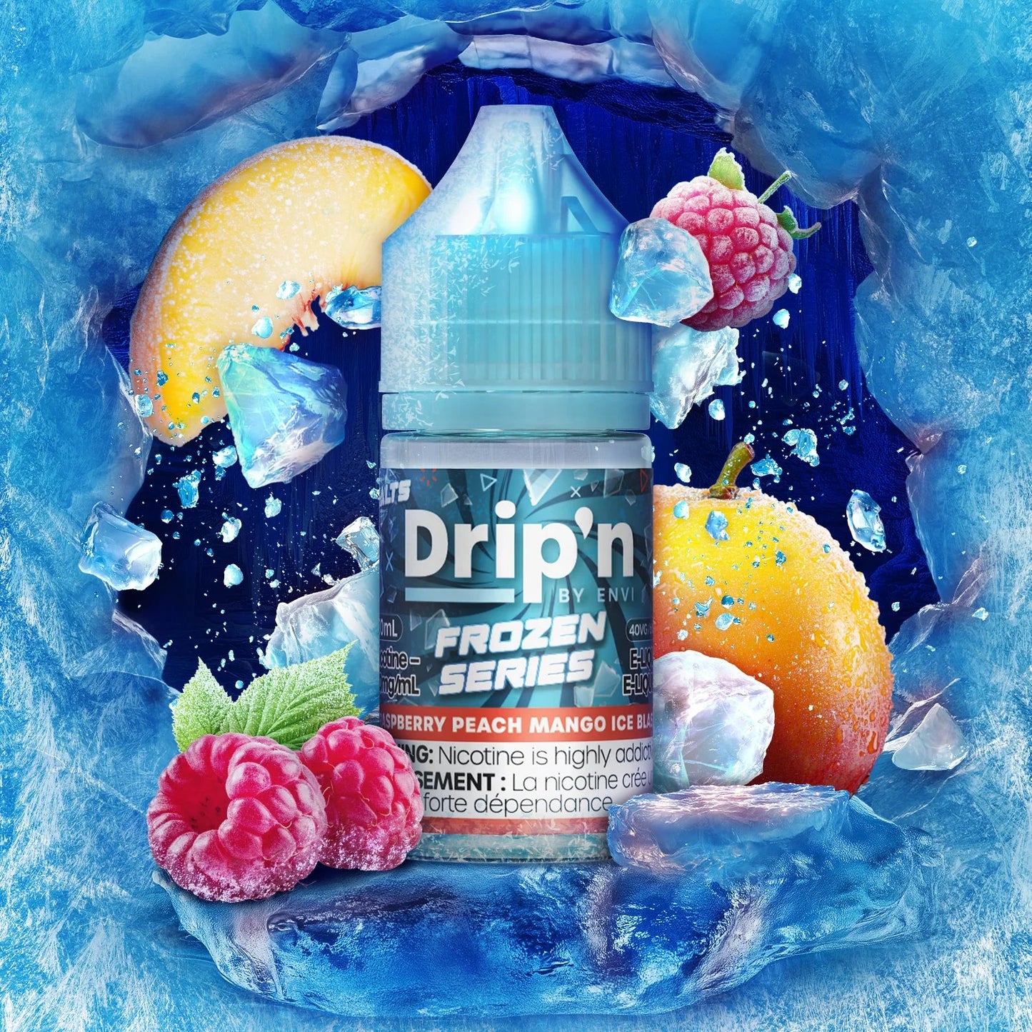 Raspberry Peach Mango Ice Blast : Drip'n Frozen Salts by Envi  (30mL) / 20 MG