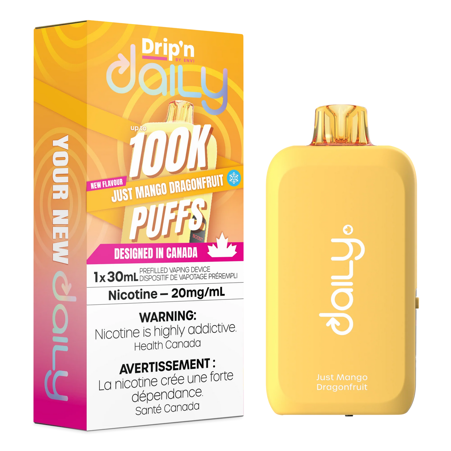 Just Mango Dragonfruit : Drip'n Daily Disposable Vape| 30mL 100K Puff | 20 mg Nicotine