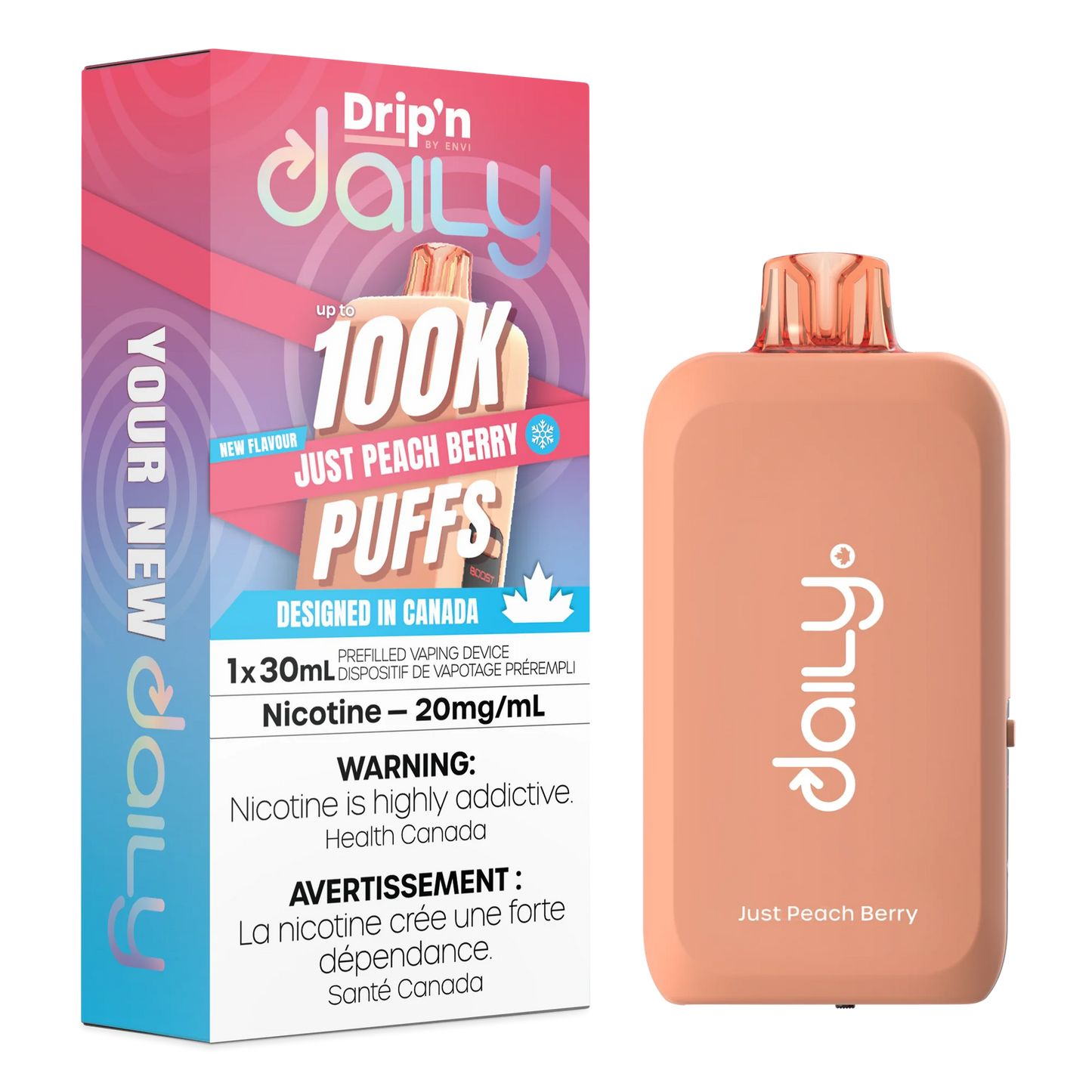 Just Peach Berry : Drip'n Daily Disposable Vape| 30mL 100K Puff | 20 mg Nicotine
