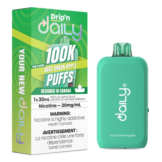 Just Green Apple : Drip'n Daily Disposable Vape| 30mL 100K Puff | 20 mg Nicotine