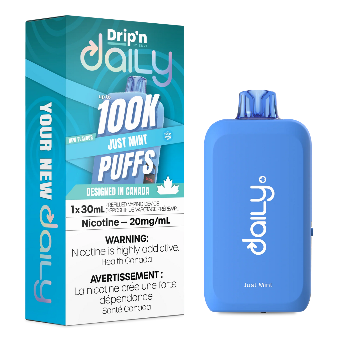Just Mint : Drip'n Daily Disposable Vape| 30mL 100K Puff | 20 mg Nicotine
