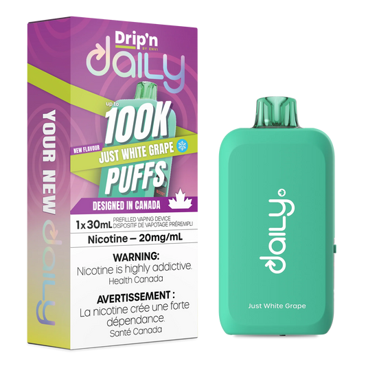 Just White Grape : Drip'n Daily Disposable Vape| 30mL 100K Puff | 20 mg Nicotine