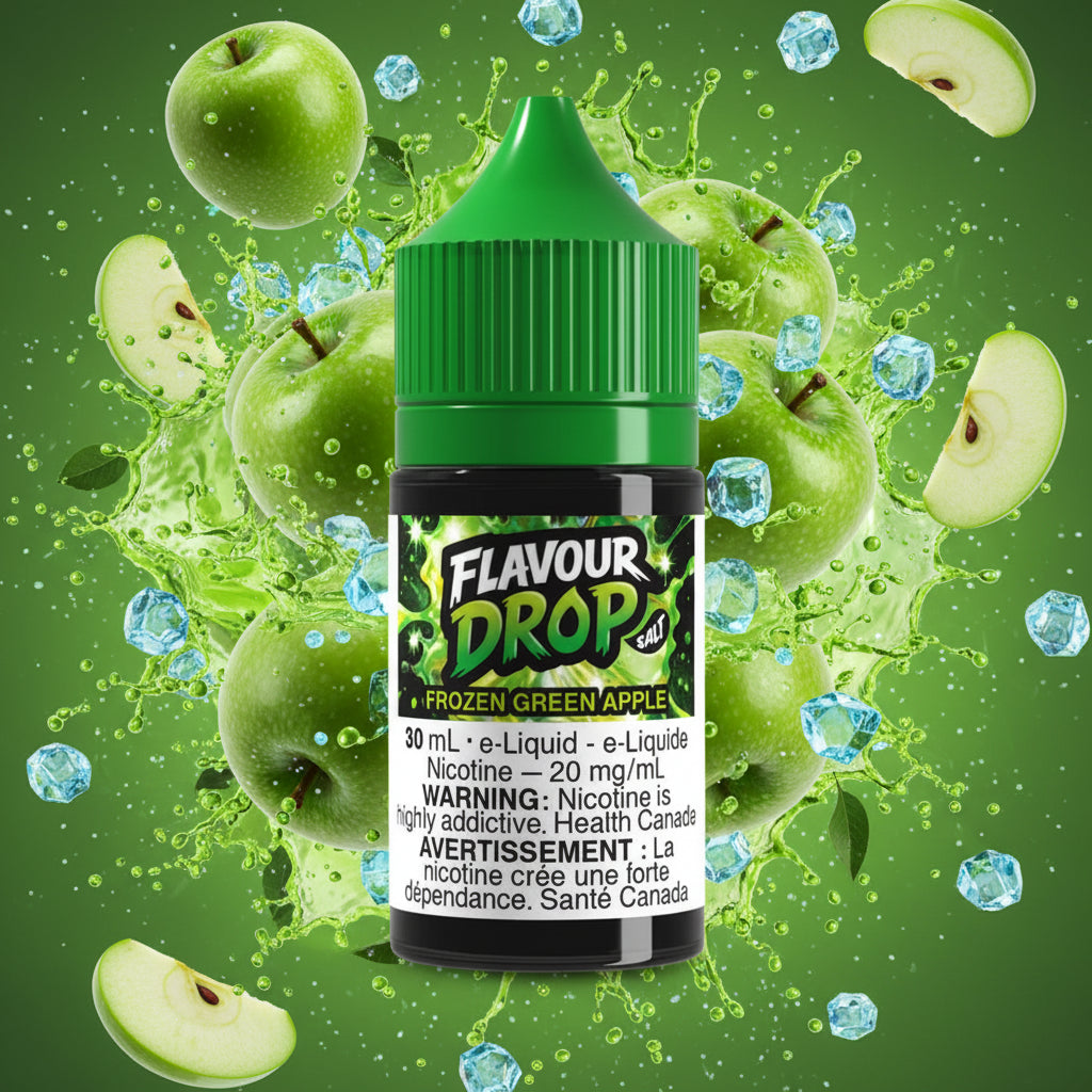 GREEN APPLE frozen By Flavour Drop E-Liquid (30ML SALT) 20 mg Nicotine –  Calgary Vape Delivery
