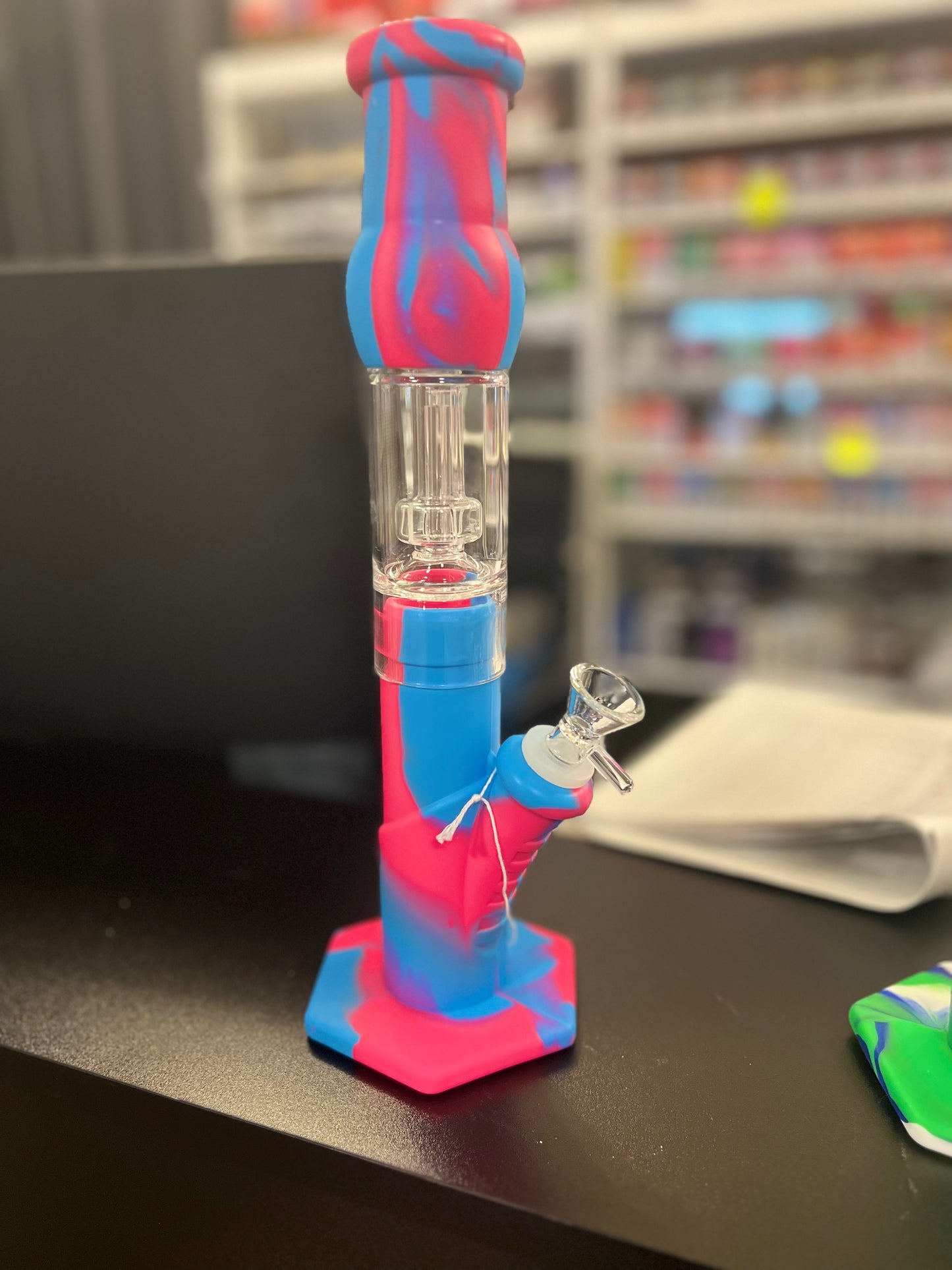 14  Inches Silicone Bong With Showerhead Perc Hexagon Base [ TX37 ]