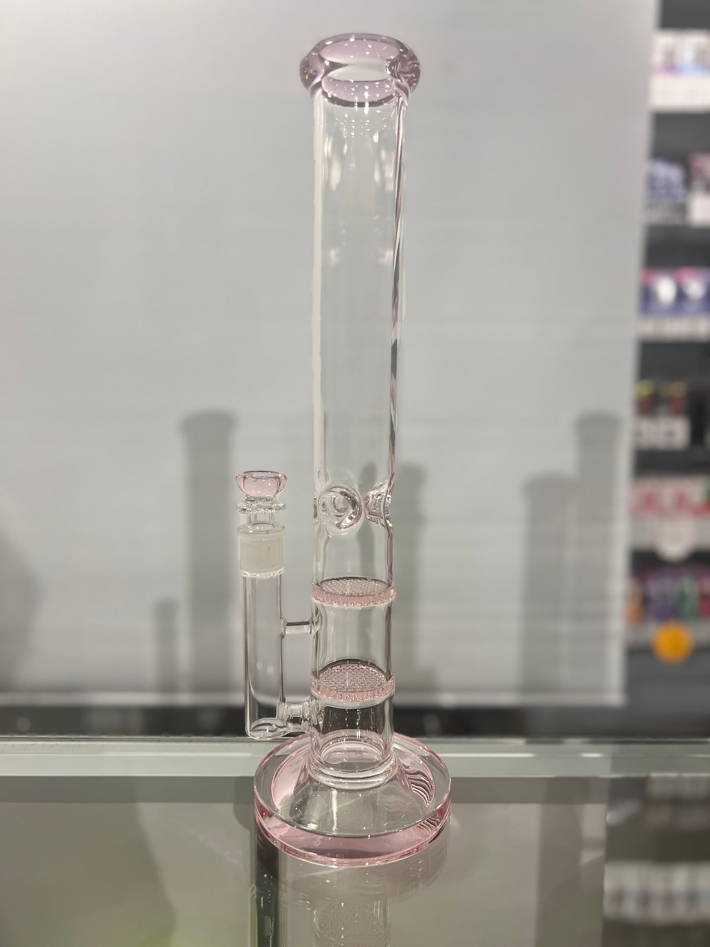 Straight Tube Bong with Double Honeycomb Percs [Grace 20 ]